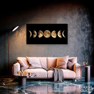 Quadro decorativo fases da lua em canvas para sala decoração de quarto grande hall de entrada