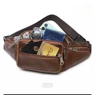 pochete masculina de couro legitimo tranversal ou de cintura motoqueiro