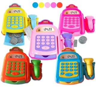 Brinquedo Mini Caixa Registradora Infantil Moedas Cartão Bip Faz de Conta p/ Dia das Crianças Menina Menino Aniversário