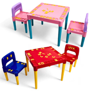 Mesinha Educativa Infantil Tritec Com 2 Cadeiras para Atividades Vermelha e Rosa