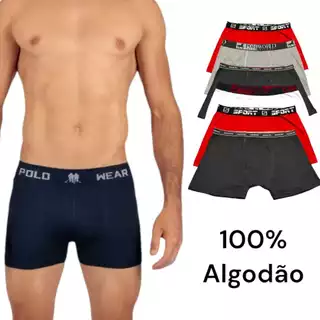Kit 10 ou 5 Cuecas Boxer adulto algodão masculino ,100% algodão