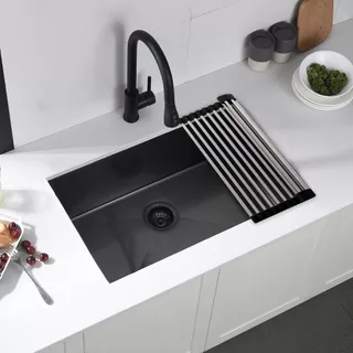 Cuba Para Pia Gourmet Preta Cozinha Aço Inox Com Comcesta de Drenagem Acessório (Sem Toneira) 68x45cm