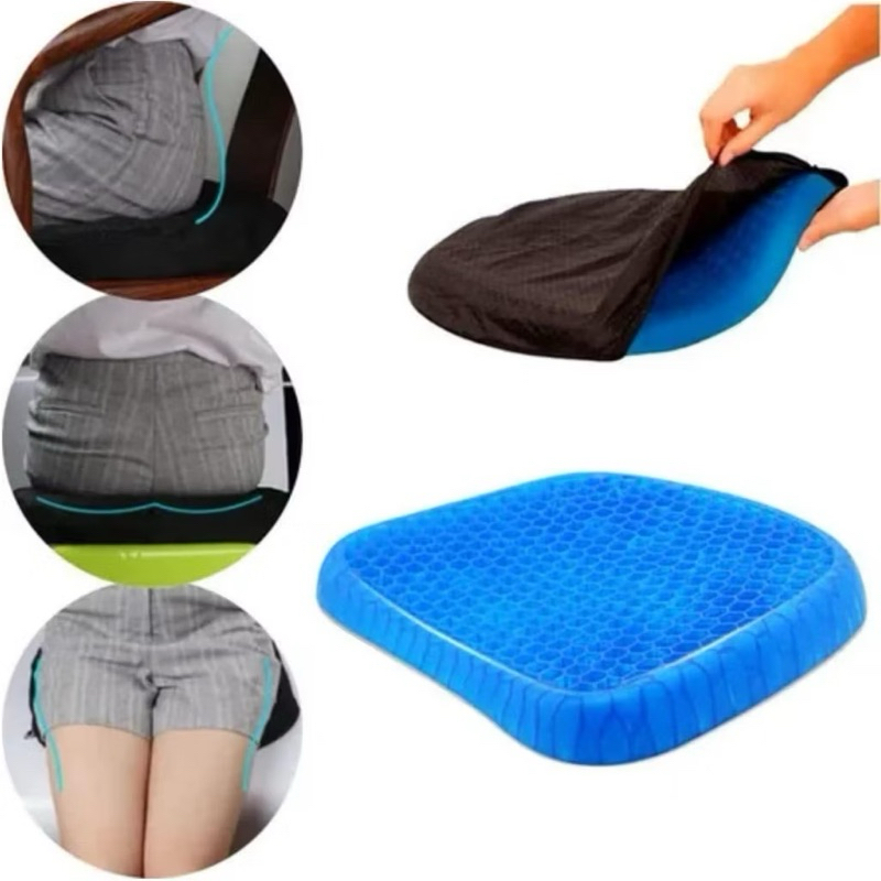 Almofada Com Capa Em Silicone Gel Para Assento Banco de Carro Escritorio Ortopédico-envio imediato