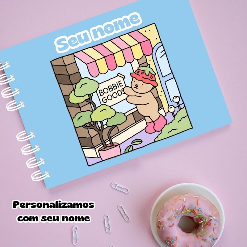 Livro para Colorir Bobbie Goods com 50 ou 100 Folhas Caderno de Desenho