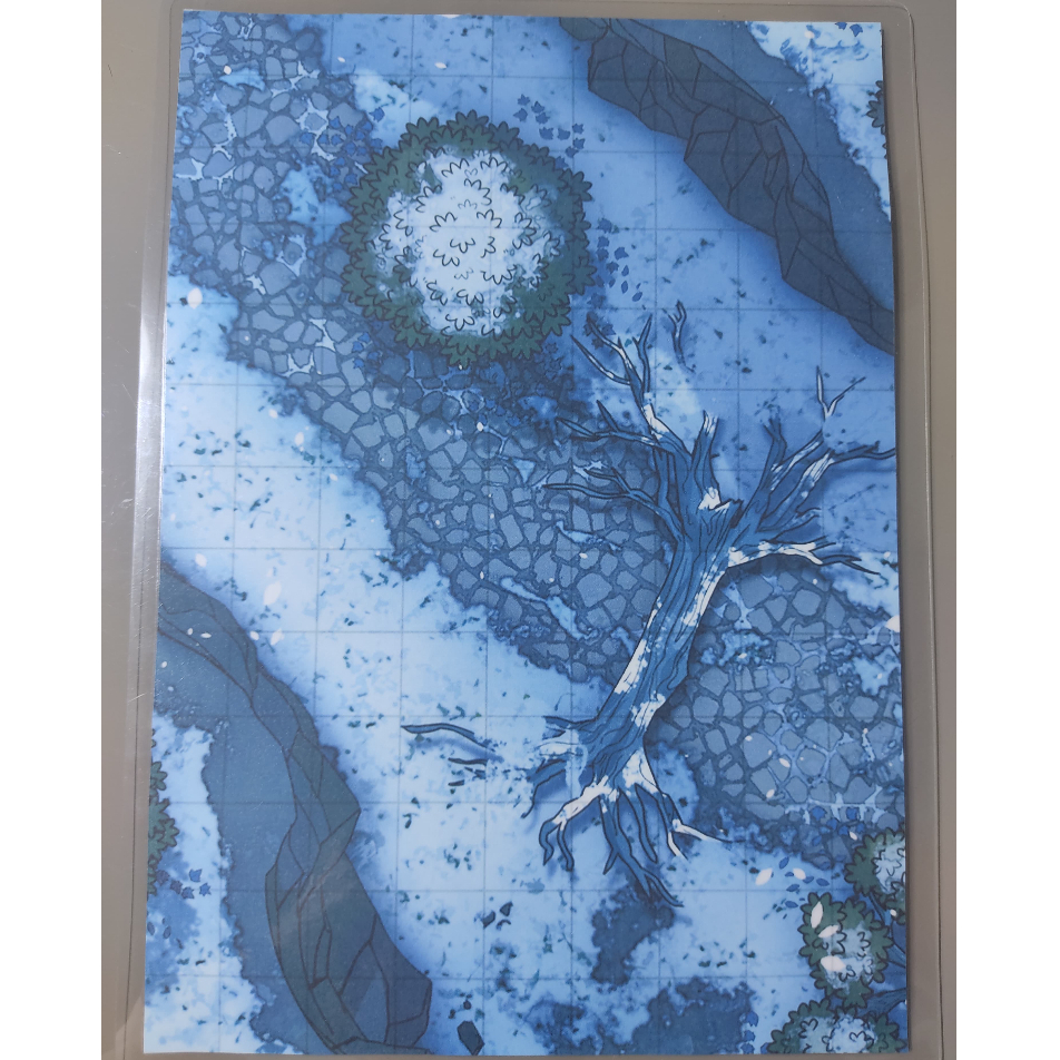 Mapa RPG D&D Mapas Temáticos Grid Gelado Neve com Trilha 3 Unidades Boargames Jogo de Tabuleiro