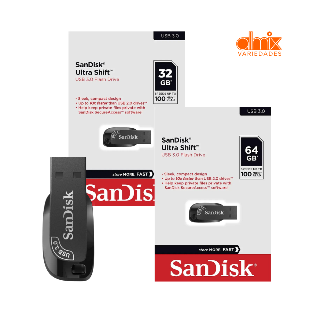 Pendrive Sandisk Cartão de Memória USB 32GB 64GB Ultra Shift 3.0 Memory Stick Original