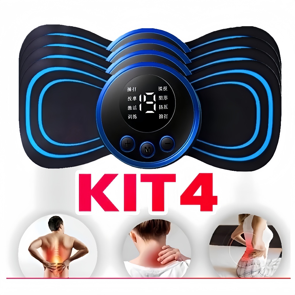 Kit Mini Massageador Elétrico Portátil Cervical EMS Alivia Dores Corpo Pescoço