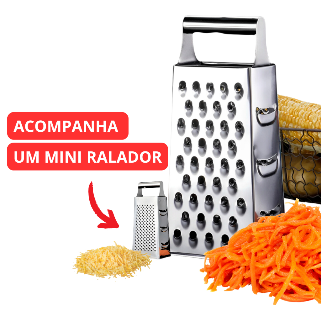 2 Ralador Inox Fatiador Descascador Manual Para Verdura Legumes Casa E Cozinha
