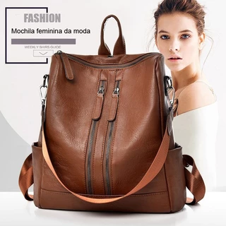 Bolsa de mochila de couro para mulheres Convertible Grande Viagem Senhoras Designer Moda Casual College Shoulder Bag