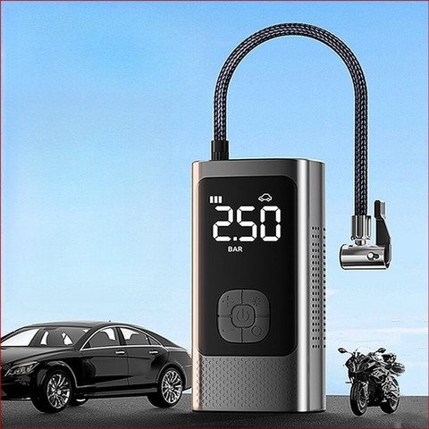 Mini Compressor de Ar Portátil 4 em 1 sem Fio para Pneus de Carro, Moto e Bicicleta -M6 — foto 1 — Achou Levou Brasil