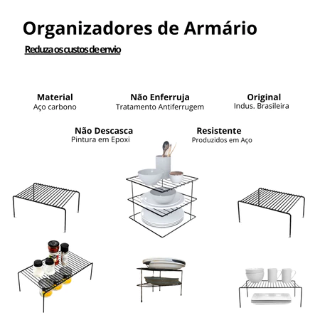 Organizador De Pratos Divisoria 3 Níveis Aramado Cozinha Armario Prateleira Suporte