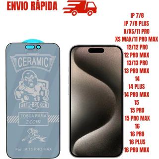 Kit 3/5 PCS Película Cerâmica Privacidade Fosca Todos os IPhone X XR 11 12 13 14 15 16 17