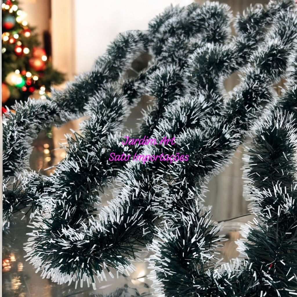 Kit Festão Natalino Luxo 4m - Pluma Grossa e Neve Artificial para sua Árvore de Natal