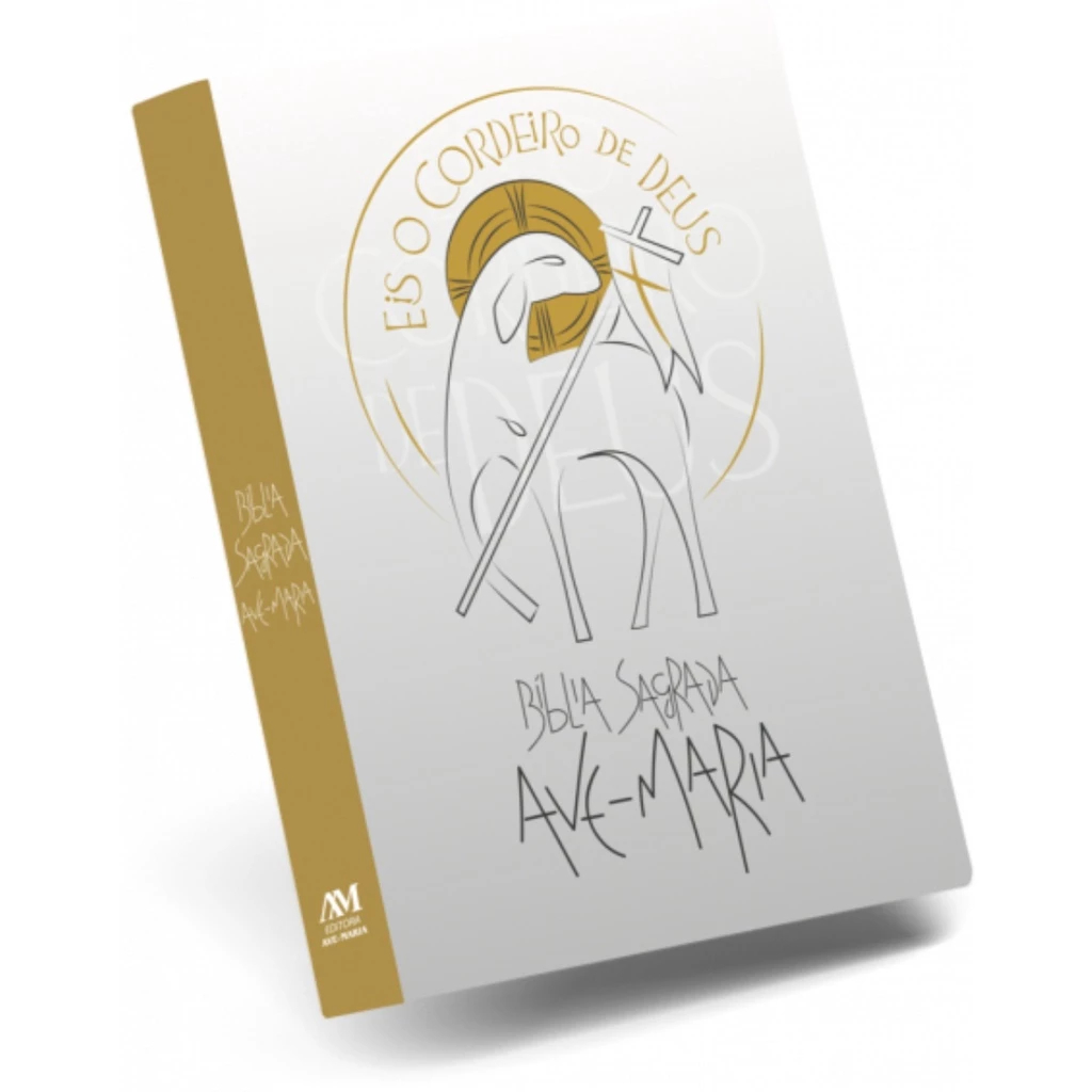 Bíblia Católica Sagrada Ave-Maria Eis o Cordeiro de Deus Branca Livro