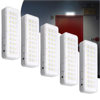 Kit 5 Luminária de Emergência Bateria Recarregável 30 leds Lâmpada Luz Branco Frio Bivolt 110v 220v
