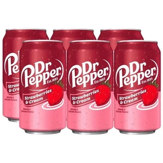 REFRIGERANTE DR PEPPER STRAWBERRIES & CREAM 6 LATAS 355ML