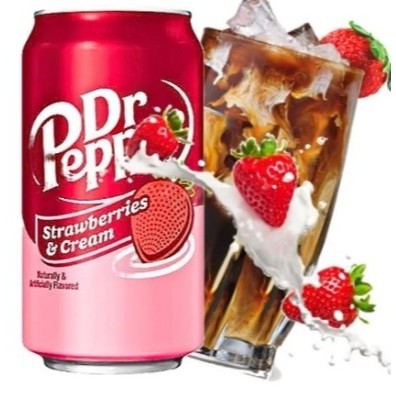 REFRIGERANTE DR PEPPER STRAWBERRIES & CREAM IMPORTADO EUA LATA 355ML