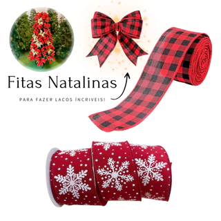 Rolo de Fitas Decorativas Grande de Natal para Árvore e Laços Natalinos