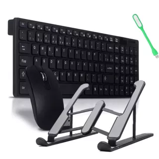 Kit Teclado E Mouse Sem Fio usb Wireless 2.4ghz Óptico MingStore E Suporte de mesa para notebook