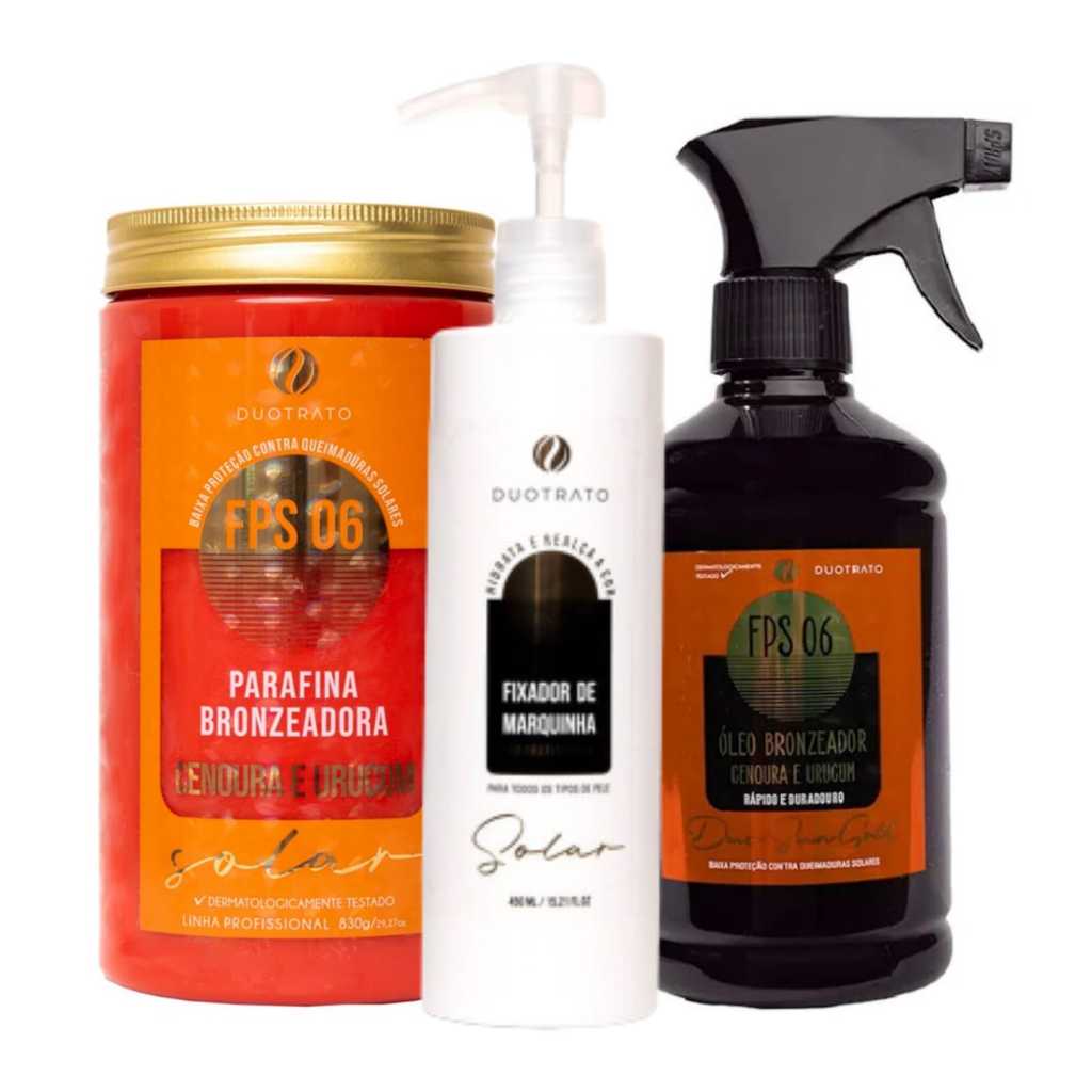 Kit Bronzeamento Natural Parafina + Óleo Bronzeador + Fixador Duotrato