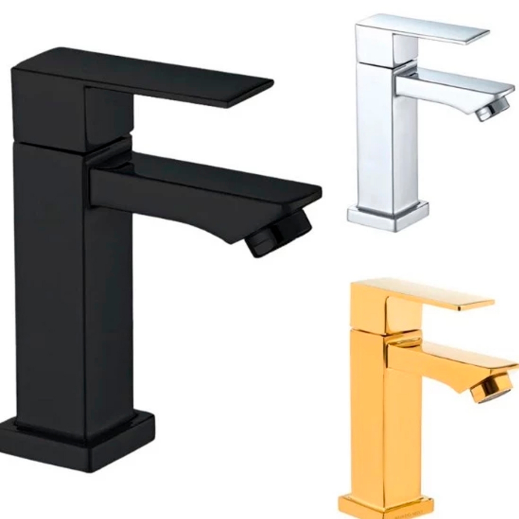 Torneira De Banheiro Lavabo Luxo Inox Preta Prata e Dourado 1/2 Cuba