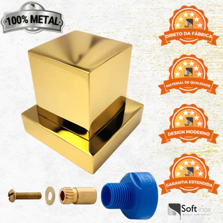 kit Acabamento Registro De Chuveiro Todo Metal + Conversor Para Registro Docol Dourado Preto Cromado