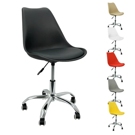 Cadeira leda office luisa saarinen estofada base giratória cromada