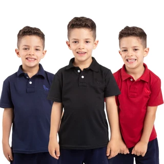 KIT 3 CAMISAS POLO INFANTIL 4 AO TAMANHO 14 CORES VARIADOS