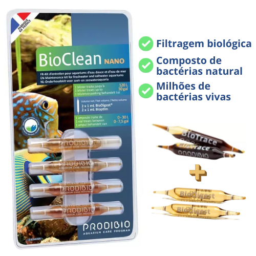 ProdiBio Biodigest e Biotrace Bilhões de Bacterias Vivas 4 Ampolas - Filtragem biológica