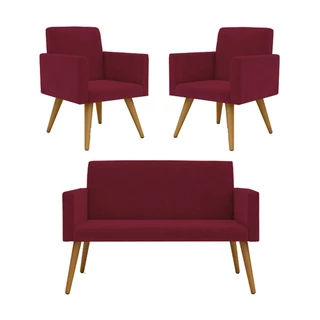 Kit Namoradeira + 02 Poltronas Decorativas Nina Promoção