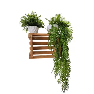 Kit 2 Arranjos Ficus, Samambaia, Eucalipto, bambu Artificiais + Vaso Montado Folhagens