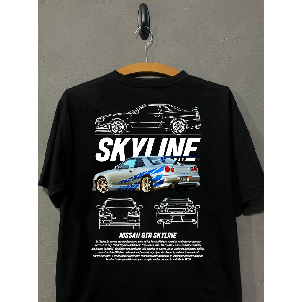 Camiseta Básica Carro Skyline R34 Paul Walker GTR-R34 Carro Corrida