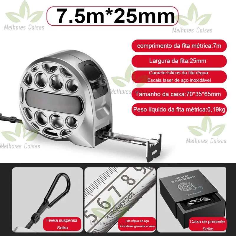Fita métrica de aço inoxidável de alta precisão 3/5/7.5M