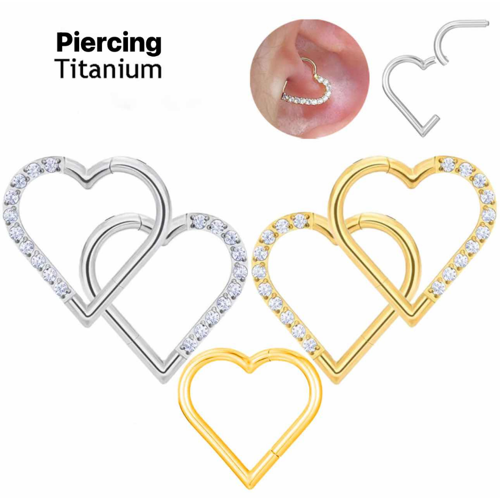 Anneau Piercing Titane G23 Forme Cœur - 16G - Pour Daith, Hélix, Tragus - Hypoallergénique