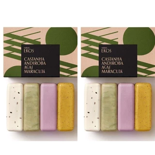 2 caixas Sabonete em Barra Puro Vegetal Ekos Cremoso e Esfoliante - 4 un. de 100 g cada
