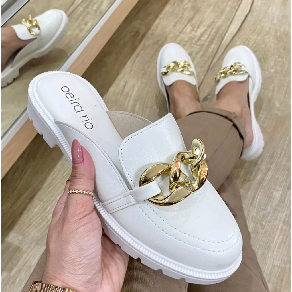 Clog Mule Feminino Conforto Aberto Casual Corrente Beira Rio