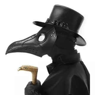 Máscara Médico Peste Negra Bico de Corvo Halloween Preta para Fantasias