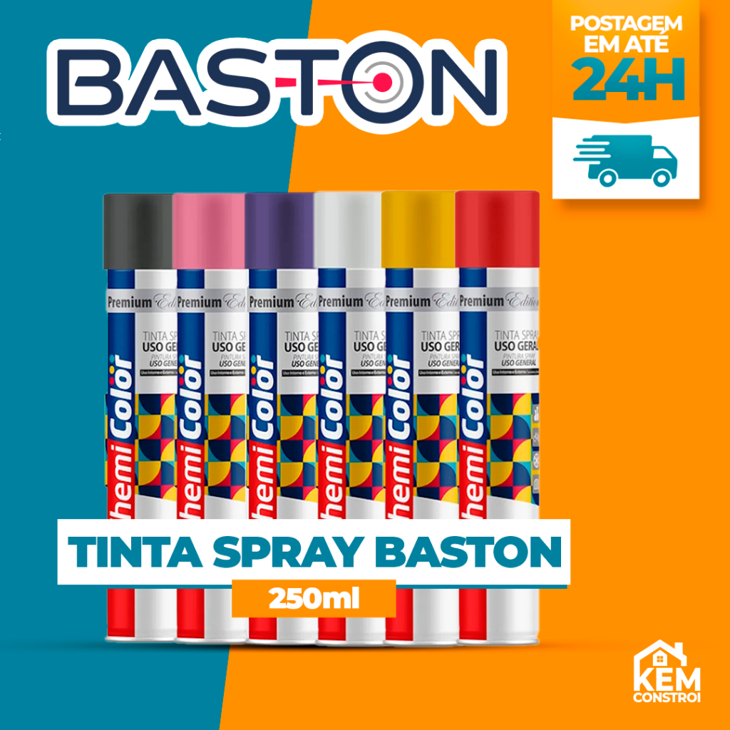 Tinta Spray 250ml – Cores Variadas e Acabamento Perfeito - Baston