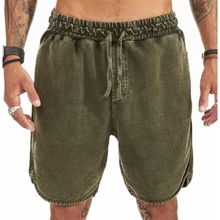 Bermuda Short Moletom Masculina Lisa Com Bolso e Amarração Moletom Passeio Academia Treino