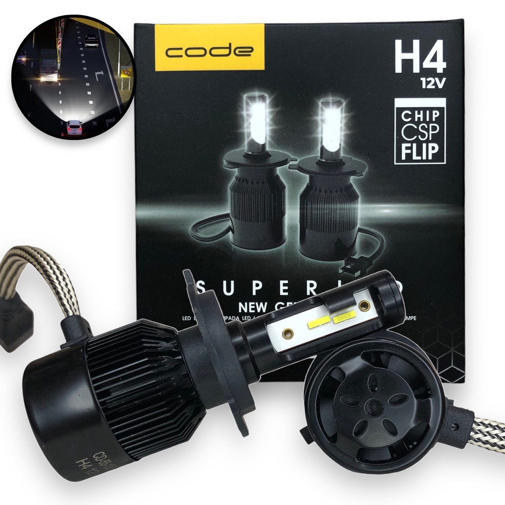 Super Led 8000k Code Tech One H1 H3 H4 H7 H8 H11 H16 H27 HB4 HB3 ...