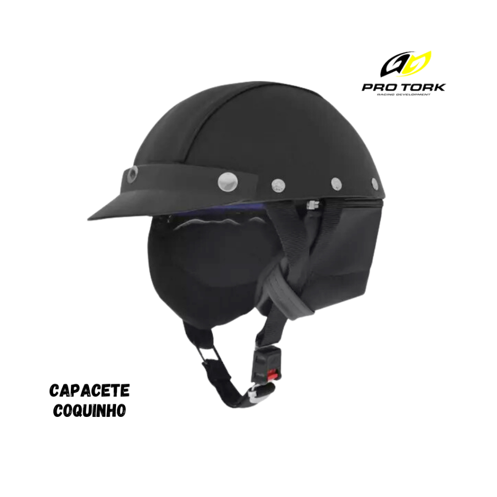 Capacete Aberto Coquinho Moto Bike Couro Preto - Pro Tork | Shopee Brasil