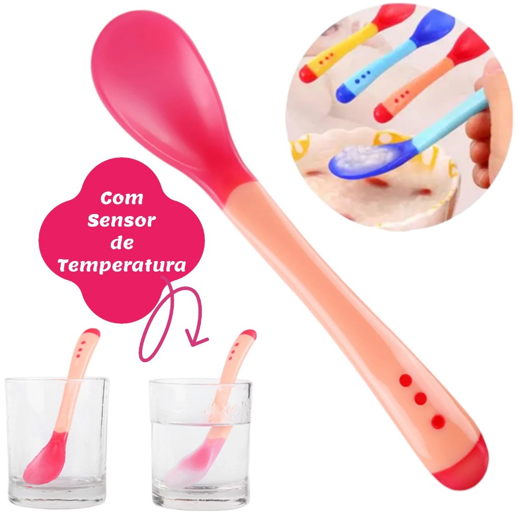 Colher de Silicone Para Papinha de Bebê Termo Sensível Atóxica | Shopee ...
