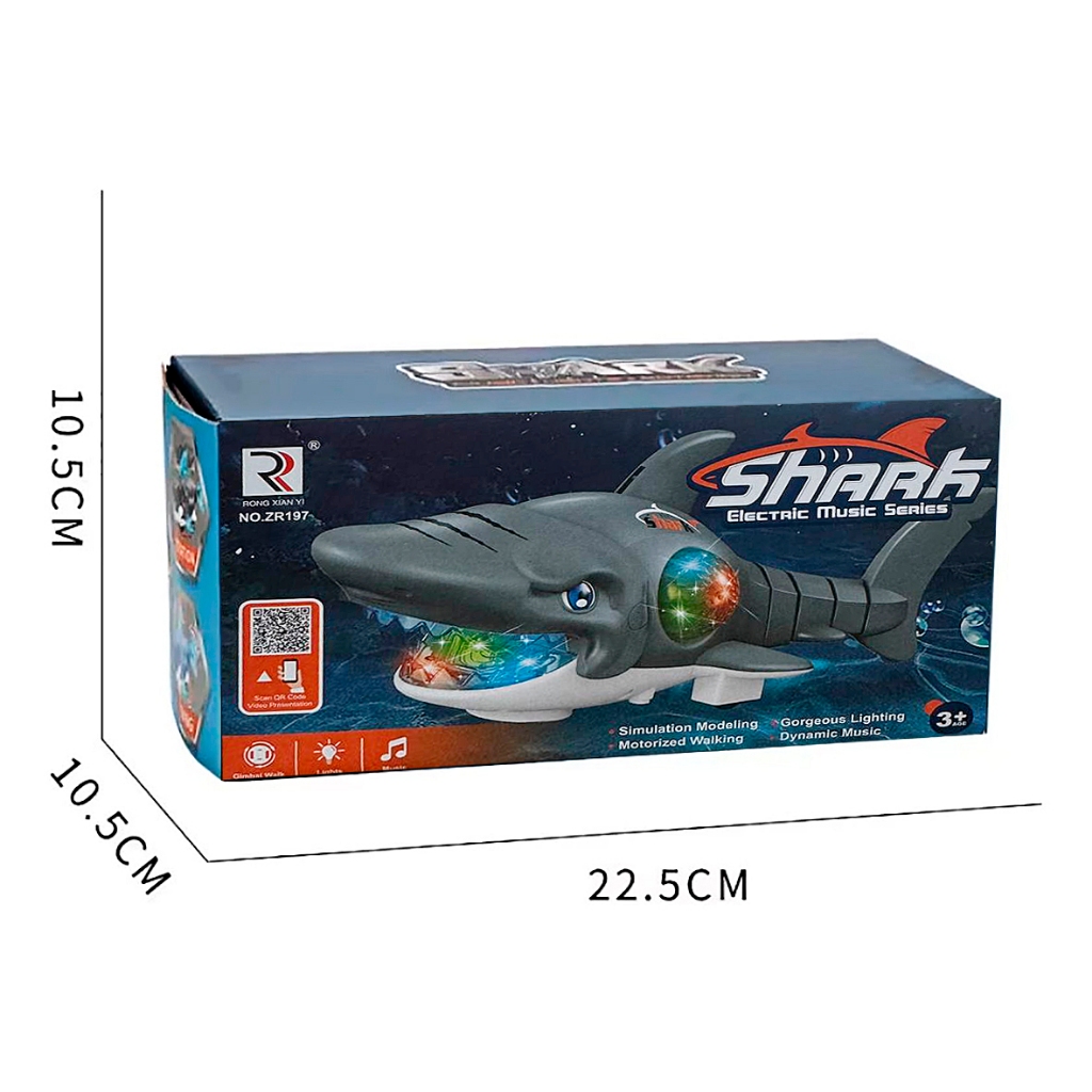 Brinquedo Tubarão Eletrônico Shark Peixe Fujão Robô C Luz E Som