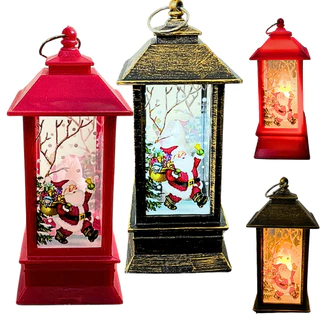 Kit 2 Mini Lamparinas Enfeite Natal Papai Noel Luminária Led Vela Artificial Decoração Festa Presente Natalino Iluminada