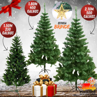 Árvore de Natal Cheia Pinheiro Canadense Verde Decoração Ambiente Galhos 1,50m 1,80m 2,10m Presente