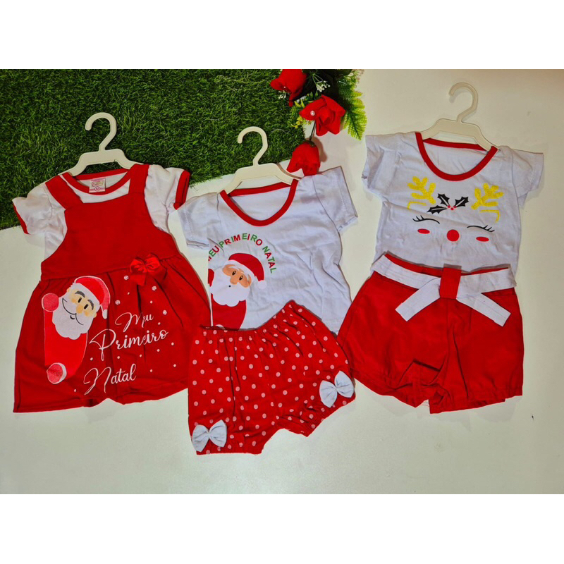 Roupa de Natal para Bebê Menina Meu Primeiro Natal Conjunto Natalino ...