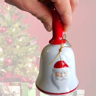 Decoração de Natal Sino Sineta De Mão Papai Noel Em porcelana