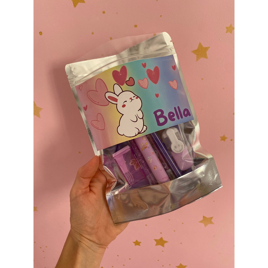 Presente Kit Papelaria Fofa Saquinho Surpresa Ziplock 8 itens Shopee