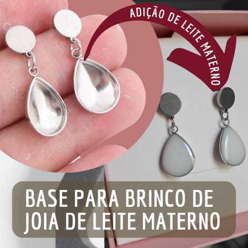 Base de Brinco em Forma de Gota para Joia de Leite Materno - Aço Inoxidável Hipoalergênico
