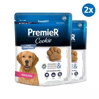 Kit 2x Biscoito Premier Cookies Cães Adultos Original 250g em Oferta na Shopee